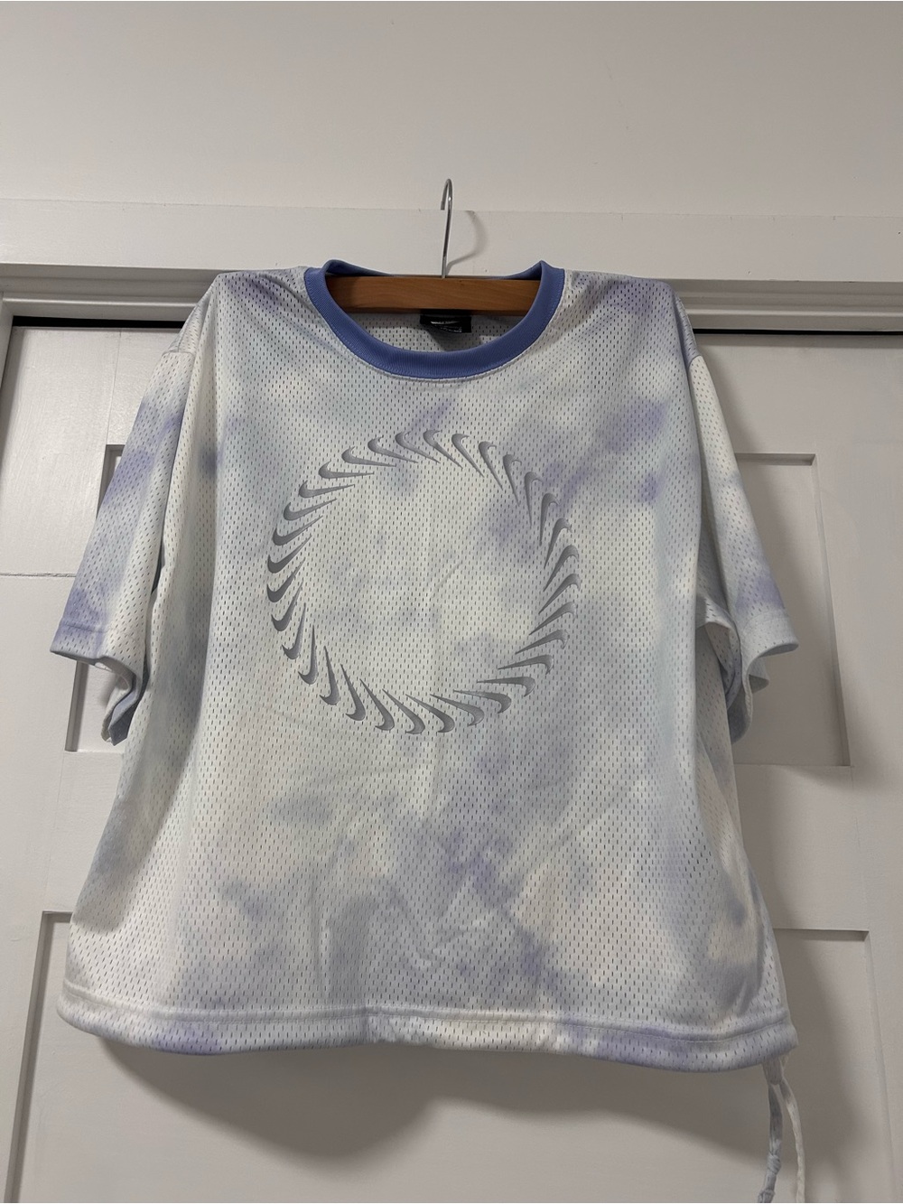 Nike Light Purple Tie-Dye Mesh Short-Sleeve Top with Circular Graphic